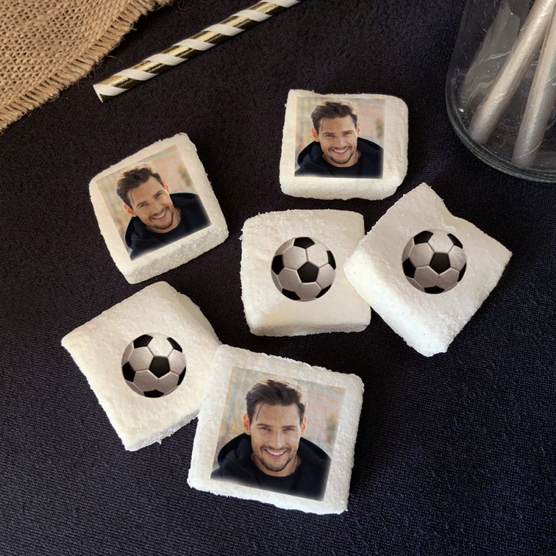 48 Guimauves personnalisées photo décor Ballon foot
