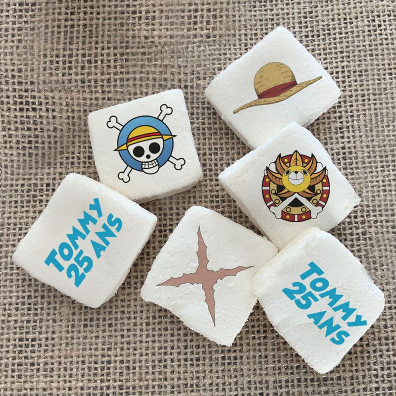 48 Guimauves personnalisées texte décor one piece 48 Guimauves personnalisées texte décor one piece