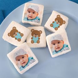 48 Guimauves personnalisées photo décor Ourson bleu