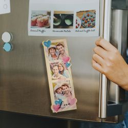 Grand Magnet personnalisé bois coeurs