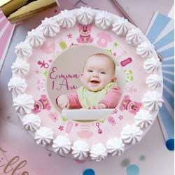 Disque sucre personnalisé pour gâteau Bébé Rose