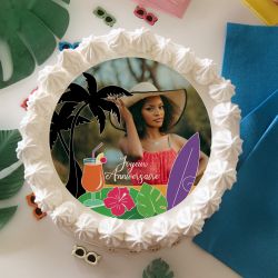 Disque sucre personnalisé pour gâteau Hawaï