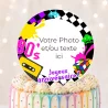 Disque sucre personnalisé pour gâteau Années 80