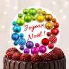 Disque sucre personnalisé pour gâteau Boules de Noël