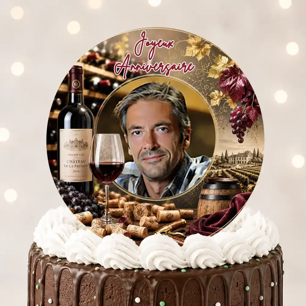 Disque sucre personnalisé pour gâteau Vin