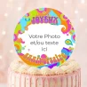 Disque sucre personnalisé pour gâteau Flowers Power
