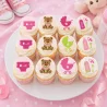 12 Mini disques en sucre Bébé Rose
