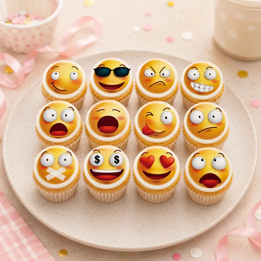 12 Mini disques en sucre Emoji