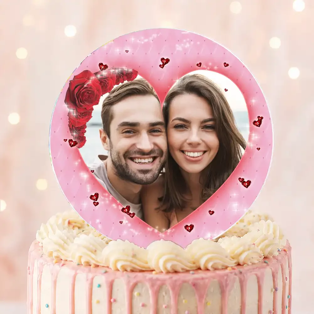 Disque sucre personnalisé pour gâteau Coeurs