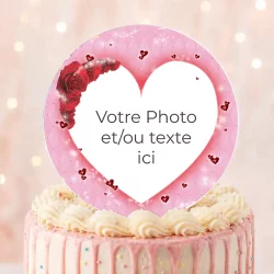 Disque sucre personnalisé pour gâteau Coeurs