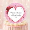 Disque sucre personnalisé pour gâteau Coeurs