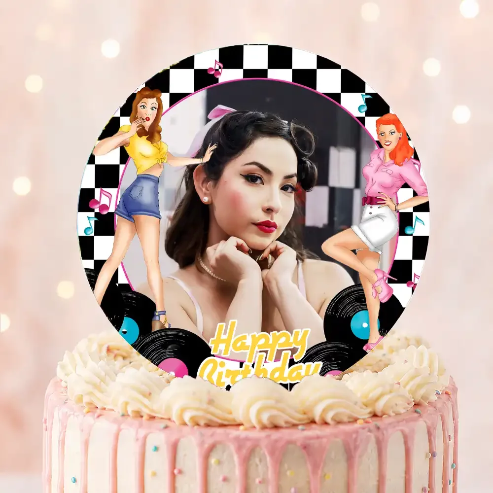 Disque sucre personnalisé pour gâteau Pin up