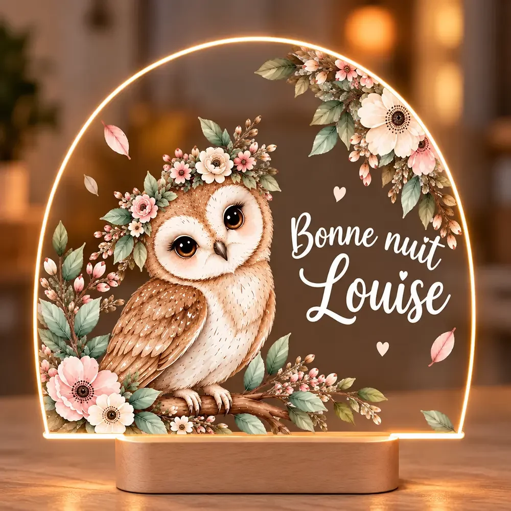 Lampe veilleuse personnalisée chouette