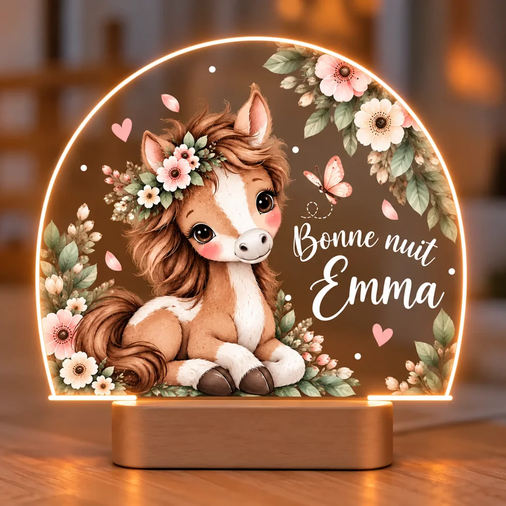 Lampe veilleuse personnalisée Poney