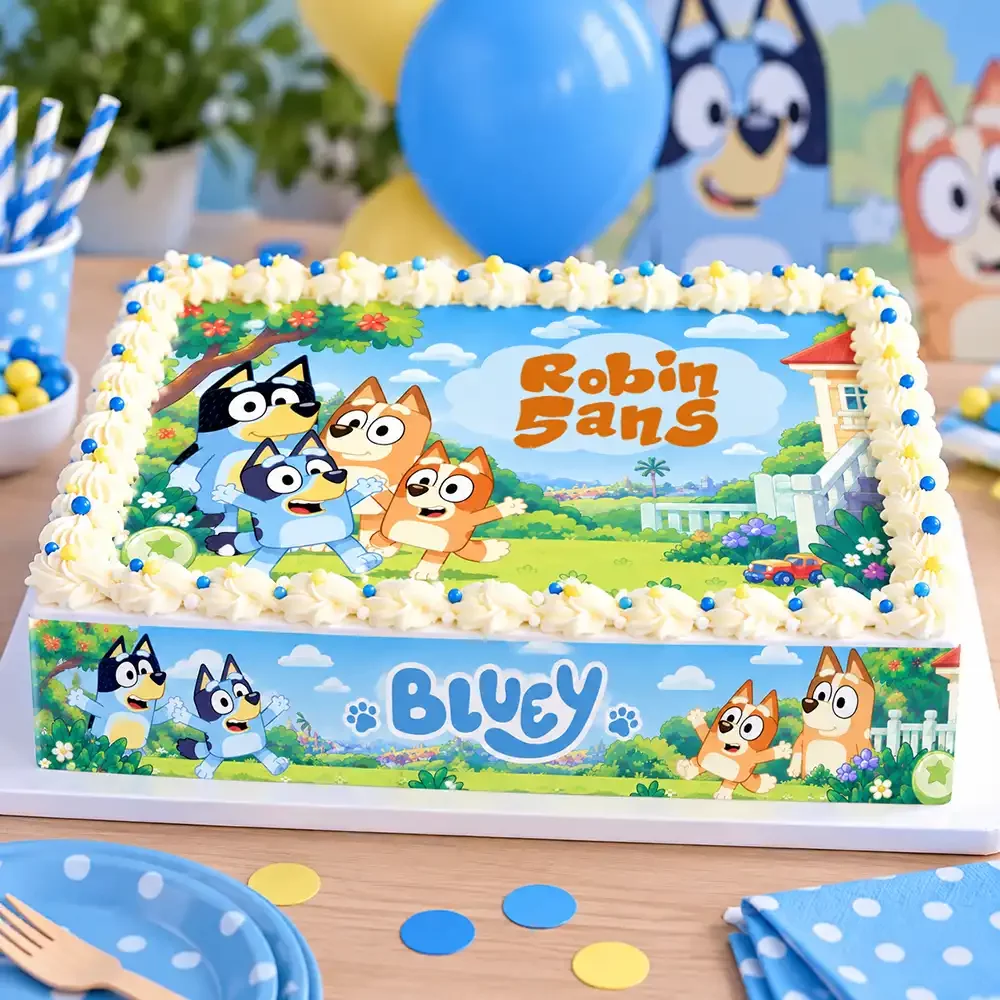 Kit deco gâteau personnalisé Bluey A4