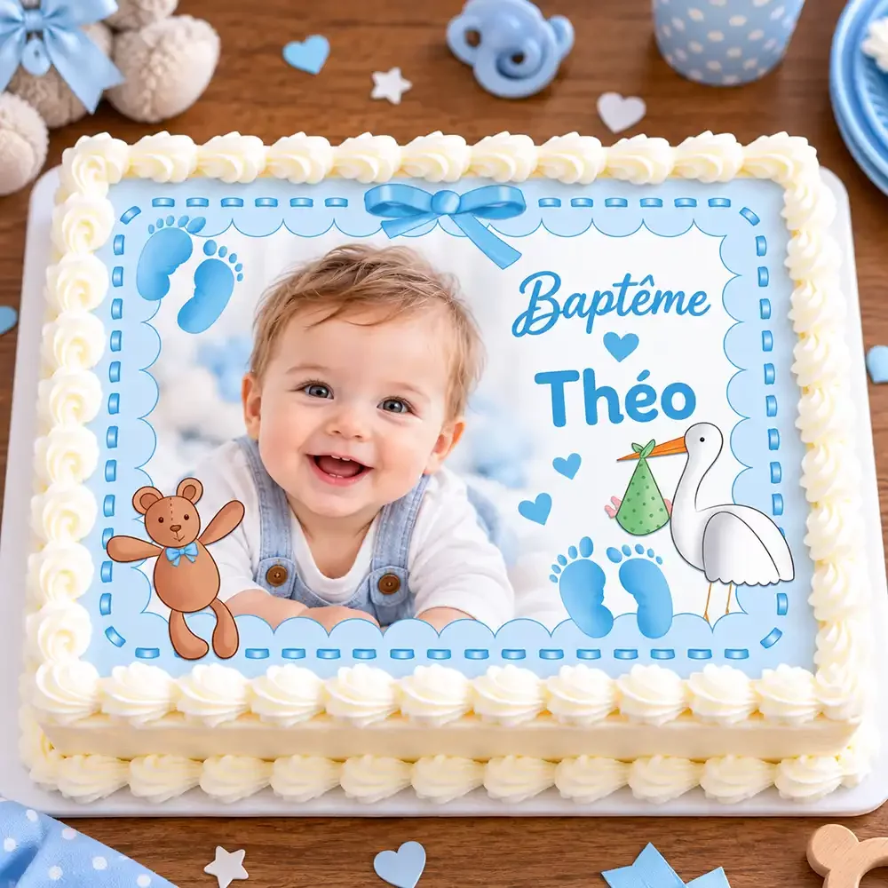 Feuille de sucre A4 personnalisé Baby bleu