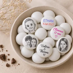 Palets rond dragées au chocolat personnalisés