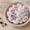Dragées au chocolat personnalisées décor coeur