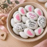 Dragées au chocolat à personnaliser décor peton rose
