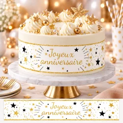 Bandes de gâteaux sucre décor Joyeux Anniversaire ou
