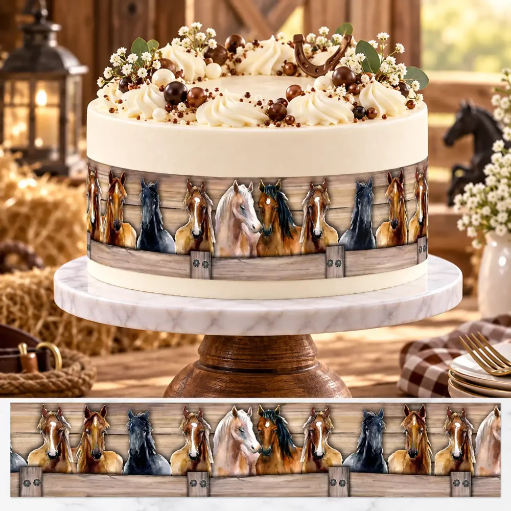 Bandes de gâteaux sucre décor Passion cheval
