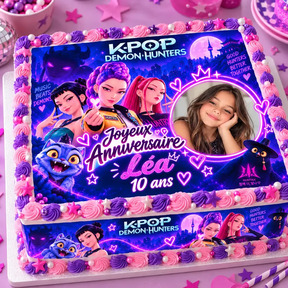 Kit deco gâteau A3 personnalisé décor Kpop demon Hunter