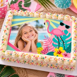 Feuille de sucre A3 personnalisé Flamingo Tropical