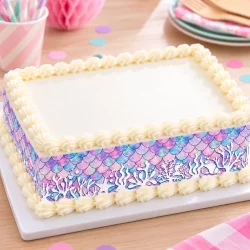 Bandes de gâteaux sucre décor Sirène Corail
