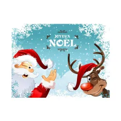Décor sur sucre père Noël et renne  A4