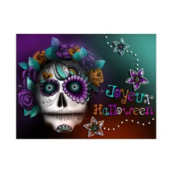 Décor sur sucre halloween Santa muerte A4