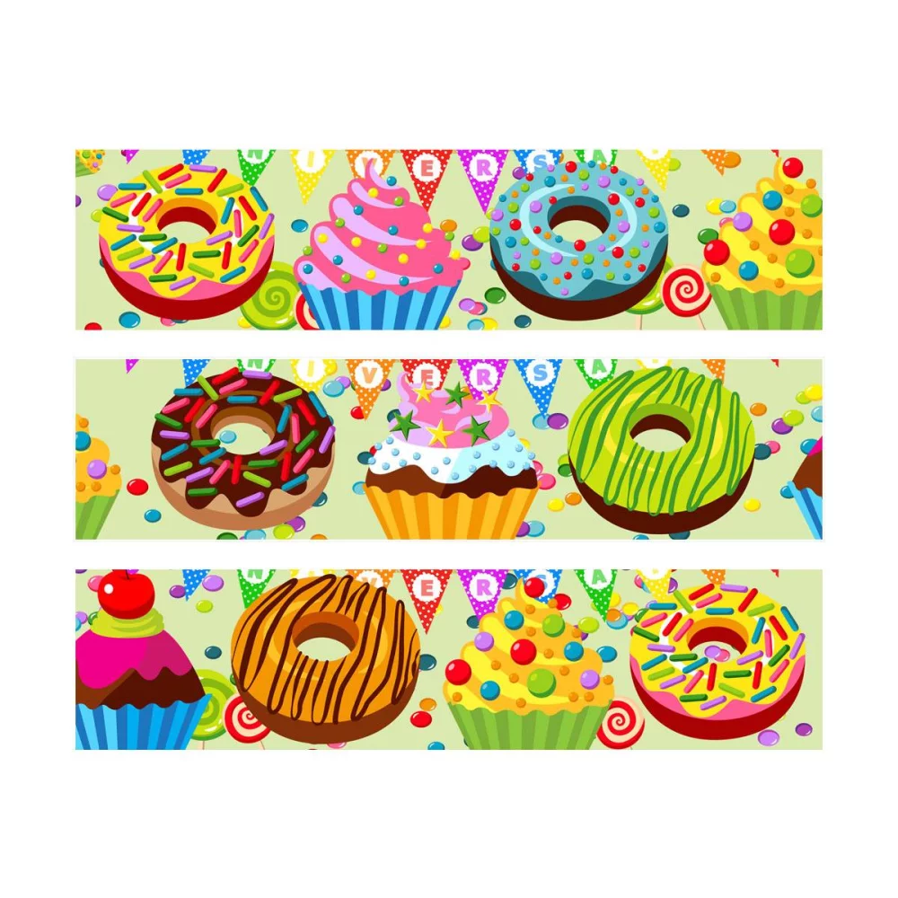 3 Bandes de gâteaux sucre décor sucrerie