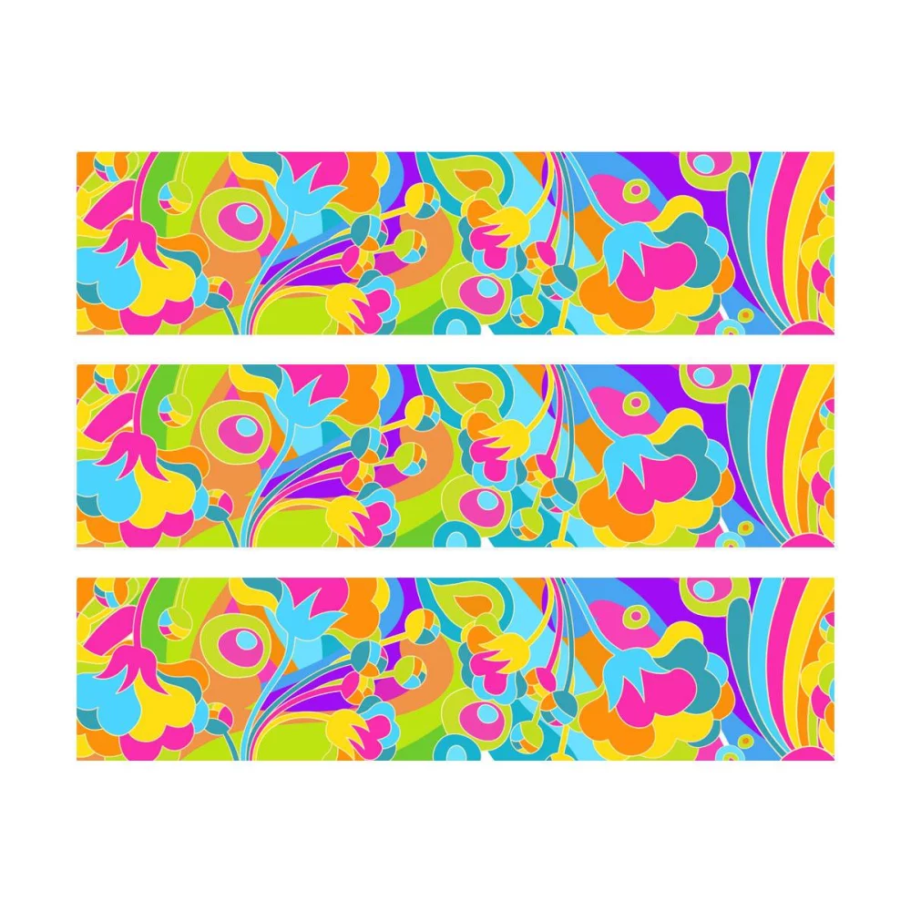 3 Bandes de gâteaux sucre décor Flower Power