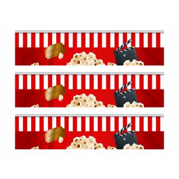 3 Bandes de gâteaux sucre décor cinema popcorn
