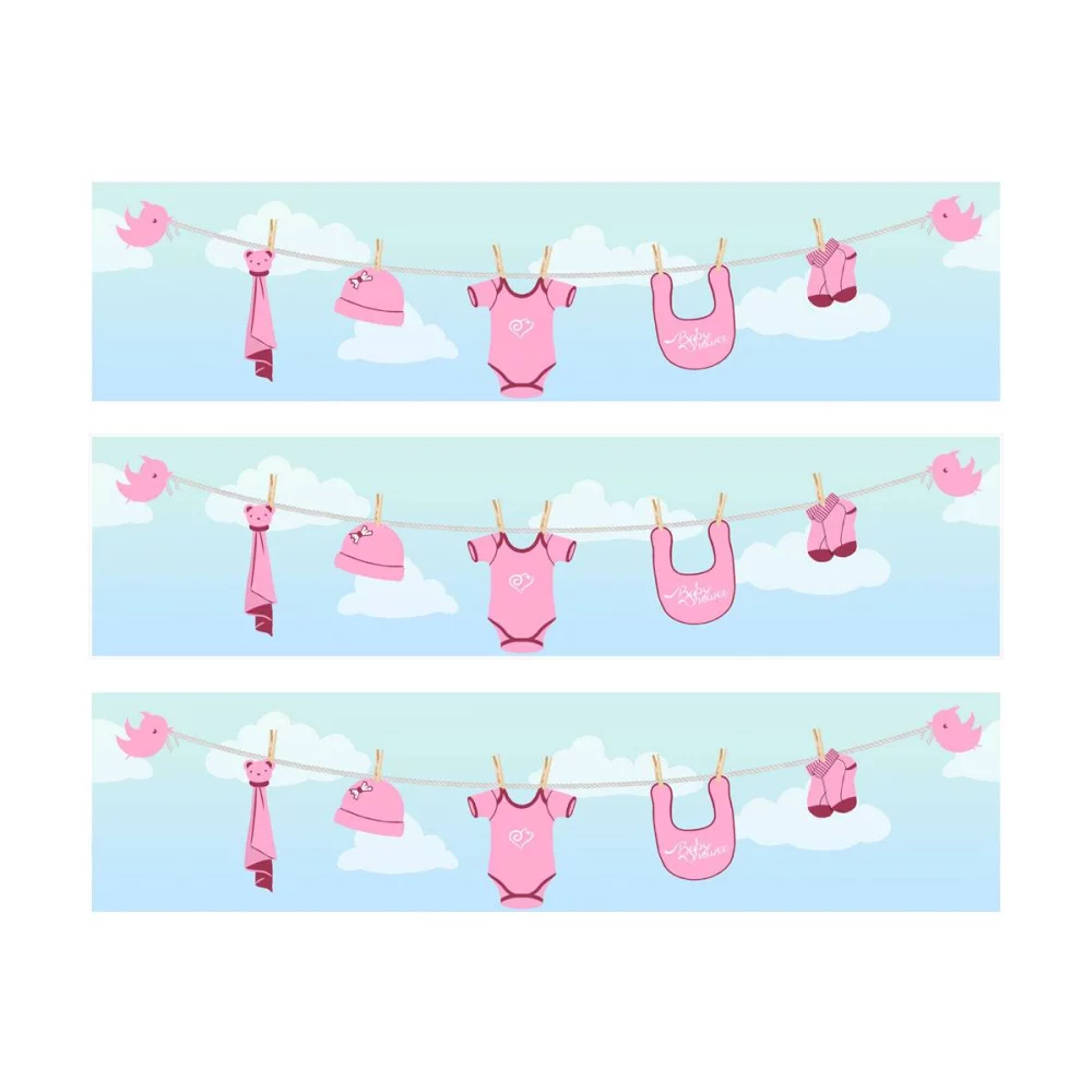 3 Bandes de gâteaux sucre décor baby shower rose