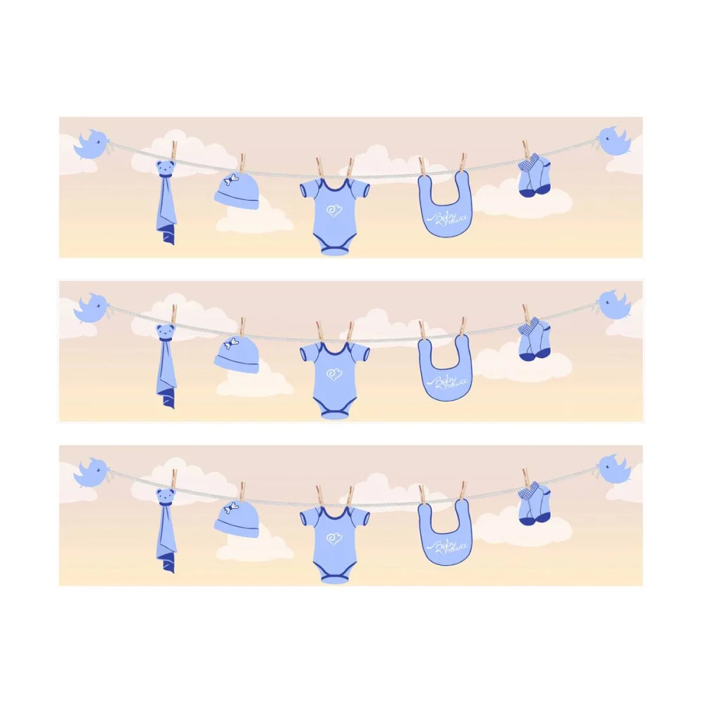 3 Bandes de gâteaux sucre décor baby shower bleu
