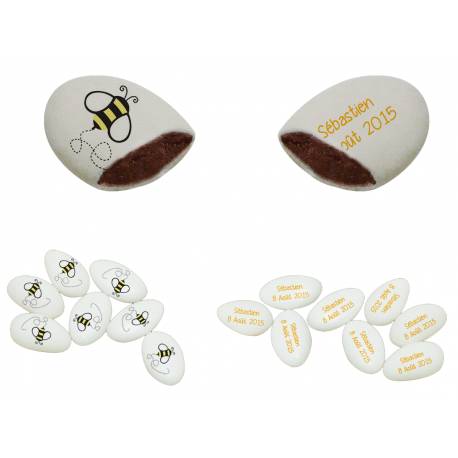 Dragées personnalisées décor abeille au chocolat Dragées personnalisées décor abeille au chocolat