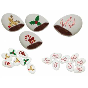 110 Dragées personnalisées chocolat décor joyeux Noël texte
