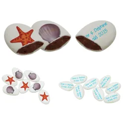 Dragées personnalisées décor Coquillages au chocolat