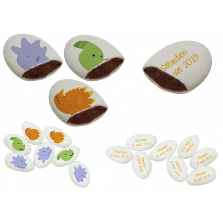 Dragées personnalisées décor Dinosaure au chocolat Dragées personnalisées décor Dinosaure au chocolat