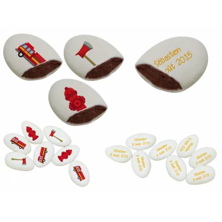 Dragées personnalisées décor Pompier au chocolat Dragées personnalisées décor Pompier au chocolat