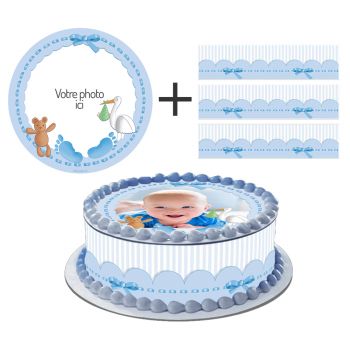 Kit deco gâteau personnalisé Baby Bleu