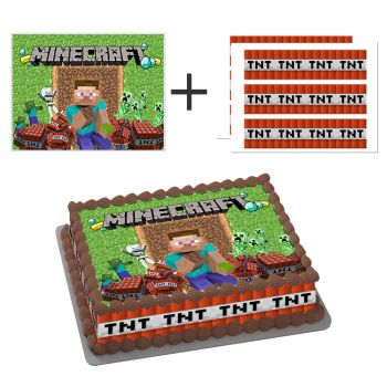 Kit deco de gâteau Minecraft A4