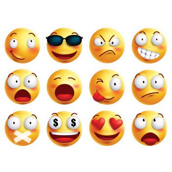 12 Mini disques en sucre Emoji