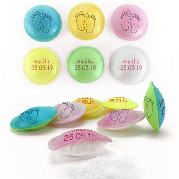 Bonbons personnalisés soucoupes acides décor Petons.