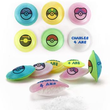 Bonbons personnalisés soucoupes acides décor Pokemon.