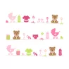3 Bandes de gâteaux sucre décor Bébé Rose