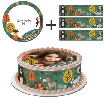 Kit deco gâteau personnalisé Animaux de la forêt