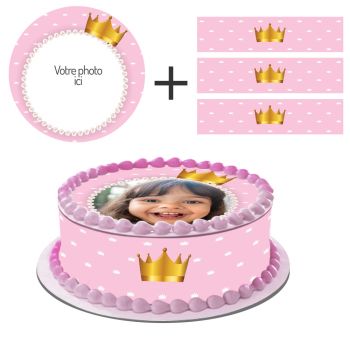 Kit deco gâteau personnalisé Princesse Couronne