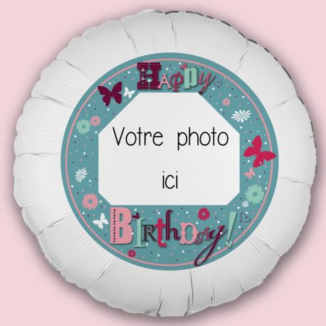 Ballon personnalisé décor Happy Birthday Jardin