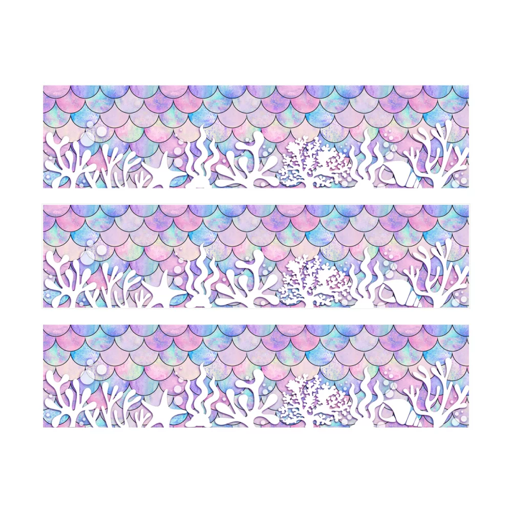 3 Bandes de gâteaux sucre décor Sirène Corail